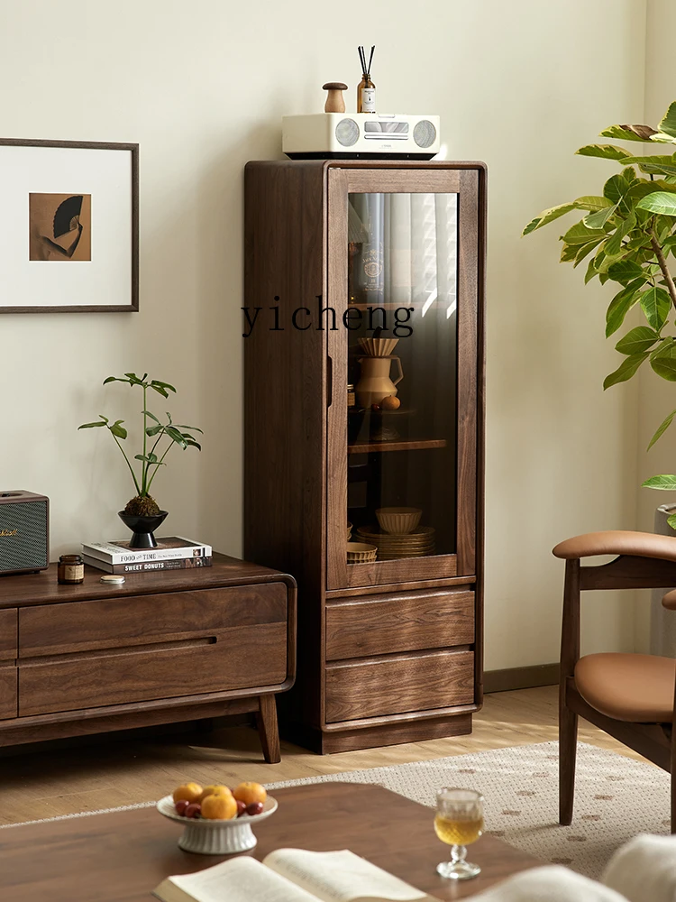GZ-22 black walnut wine cabinet Nordic simple solid wood vertical cabinet Home living room glass display locker
GZ-22 black walnut wine cabinet Nordic simple solid wood vertical cabinet Home living room glass display locker