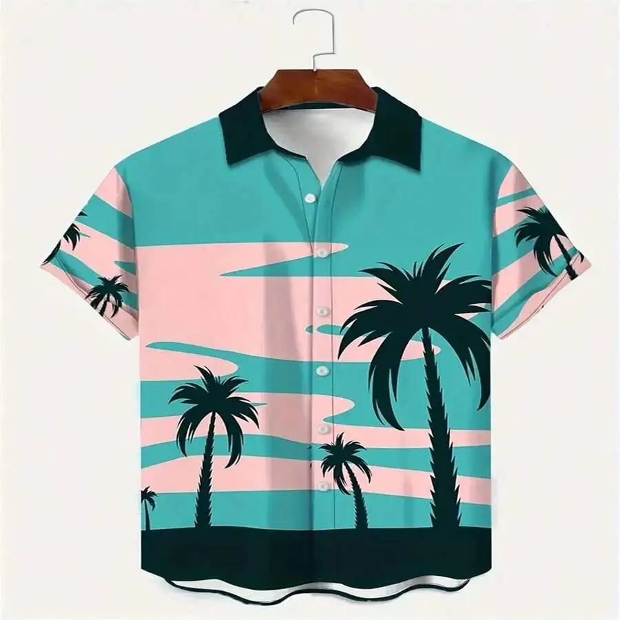 Mens Hawaiian Shirt With Palm Tree Silhouette Print Turquoise Pink Sunset Casual Button Up
Mens Hawaiian Shirt With Palm Tree Silhouette Print Turquoise Pink Sunset Casual Button Up