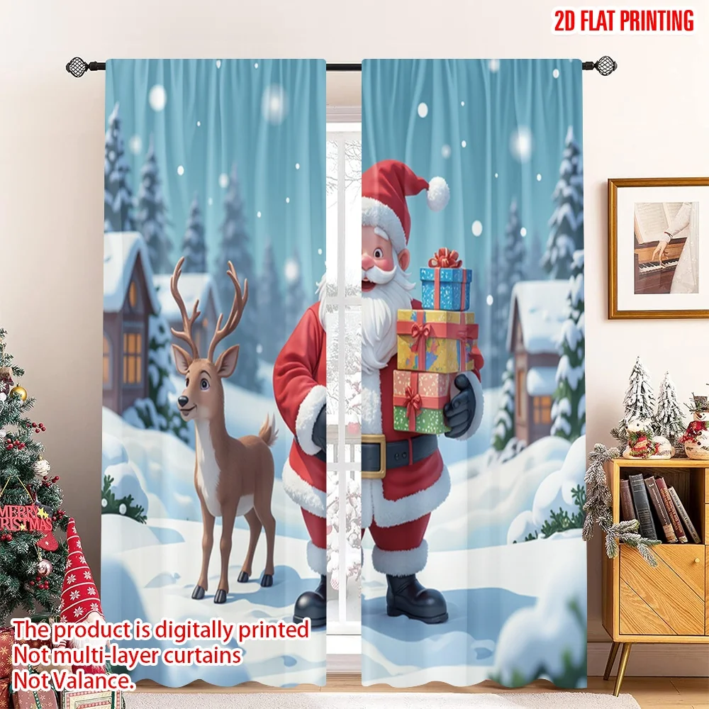 2pcs 2D flat printing Merry Christmas Window Drapes Santa Reindeer Gifts Snowing Fabric Without Electricity Festive Holiday Use
2pcs 2D flat printing Merry Christmas Window Drapes Santa Reindeer Gifts Snowing Fabric Without Electricity Festive Holiday Use