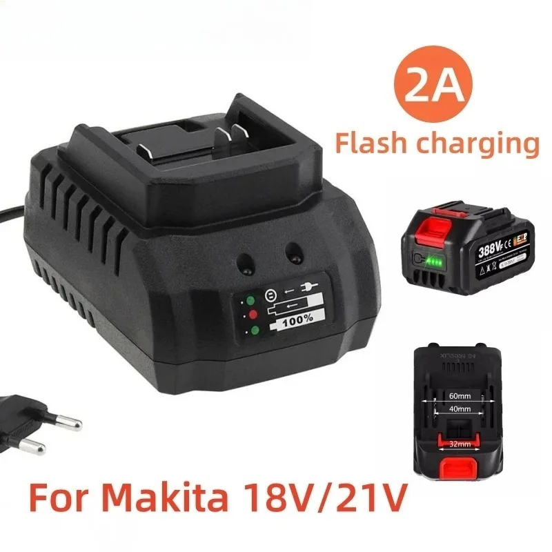 2.0A Battery Charger Suitable for Makita 18V 21V Li-ion Battery Portable Fast Charger for Makita Battery Replacement EU/US Plug
2.0A Battery Charger Suitable for Makita 18V 21V Li-ion Battery Portable Fast Charger for Makita Battery Replacement EU/US Plug