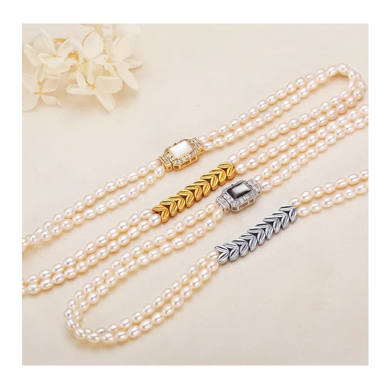 Accessories Wheat Ear Double Row Rice Shaped Freshwater Real Pearl Necklace Women's Chain Necklace Sweater Chain Gift
Accessories Wheat Ear Double Row Rice Shaped Freshwater Real Pearl Necklace Women's Chain Necklace Sweater Chain Gift