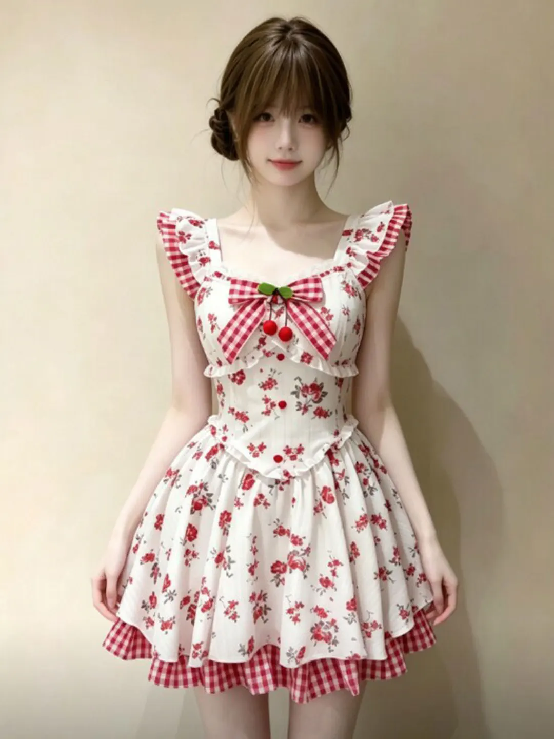 Gentle Wind Unique Super Beautiful Floral Waist-Cinching Puffy Strap Short Skirt Dress Small Size Super Popular Summer
Gentle Wind Unique Super Beautiful Floral Waist-Cinching Puffy Strap Short Skirt Dress Small Size Super Popular Summer