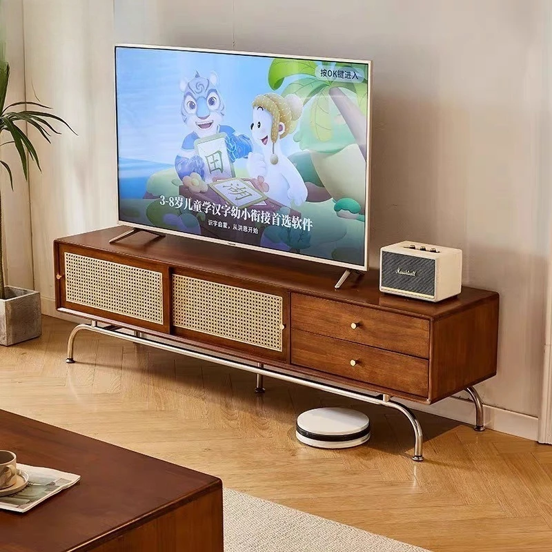 Nordic solid wood TV cabinet coffee table combination household small apartment living room retro rattan floor storage locker
Nordic solid wood TV cabinet coffee table combination household small apartment living room retro rattan floor storage locker
