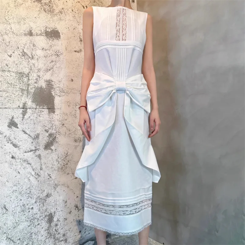 Women's dress New summer bow decoration sleeveless long dresses for 2025 Cotton blend midi dresses Lace patchwork party dresses
Women's dress New summer bow decoration sleeveless long dresses for 2025 Cotton blend midi dresses Lace patchwork party dresses