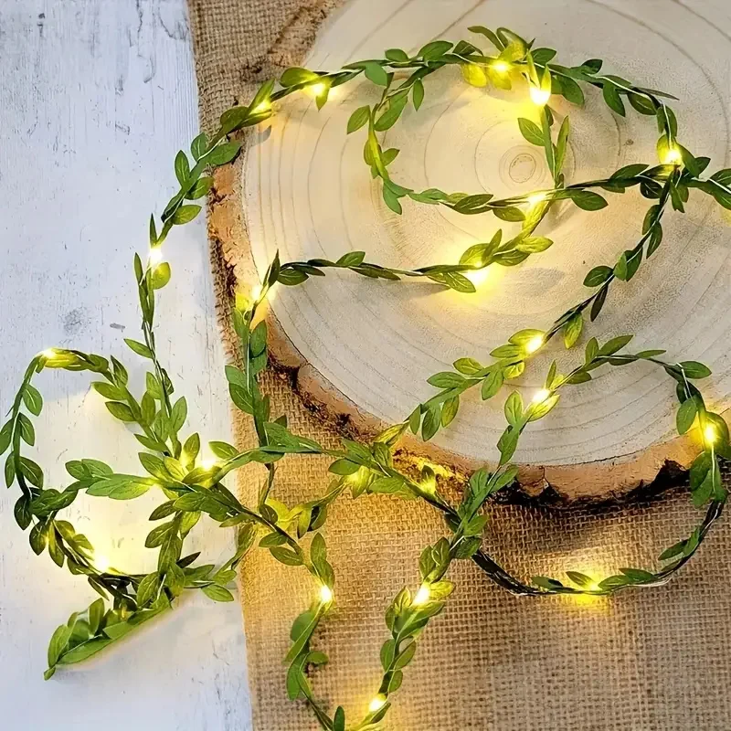 1pc Artificial Green Leaf LED String Lights, LED String Lights Battery Operated Vine Fairy String Lights Hanging Garland Copper 
1pc Artificial Green Leaf LED String Lights, LED String Lights Battery Operated Vine Fairy String Lights Hanging Garland Copper