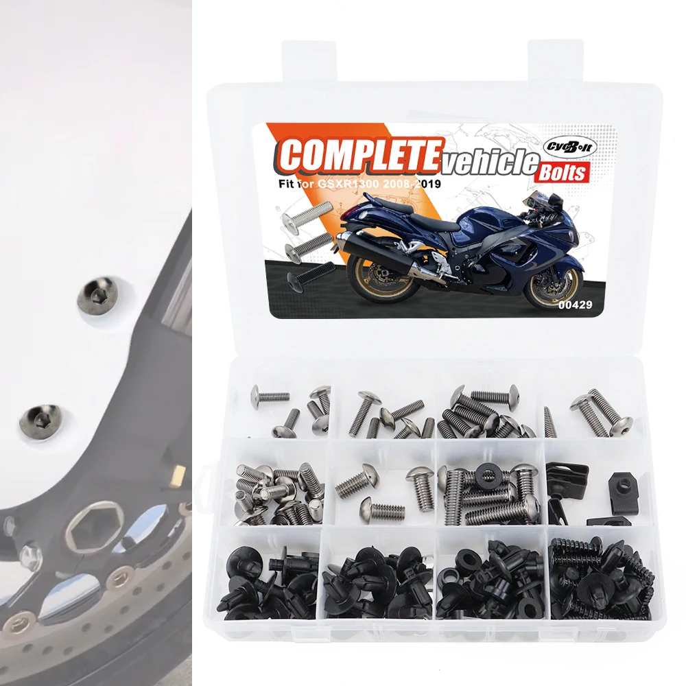 130PCS Motorcycle Complete Full Fairing Bolts Kit Fit For Suzuki GSXR1300 2008-2019 Fairing CIips Nuts Screws Grommets Steel
130PCS Motorcycle Complete Full Fairing Bolts Kit Fit For Suzuki GSXR1300 2008-2019 Fairing CIips Nuts Screws Grommets Steel