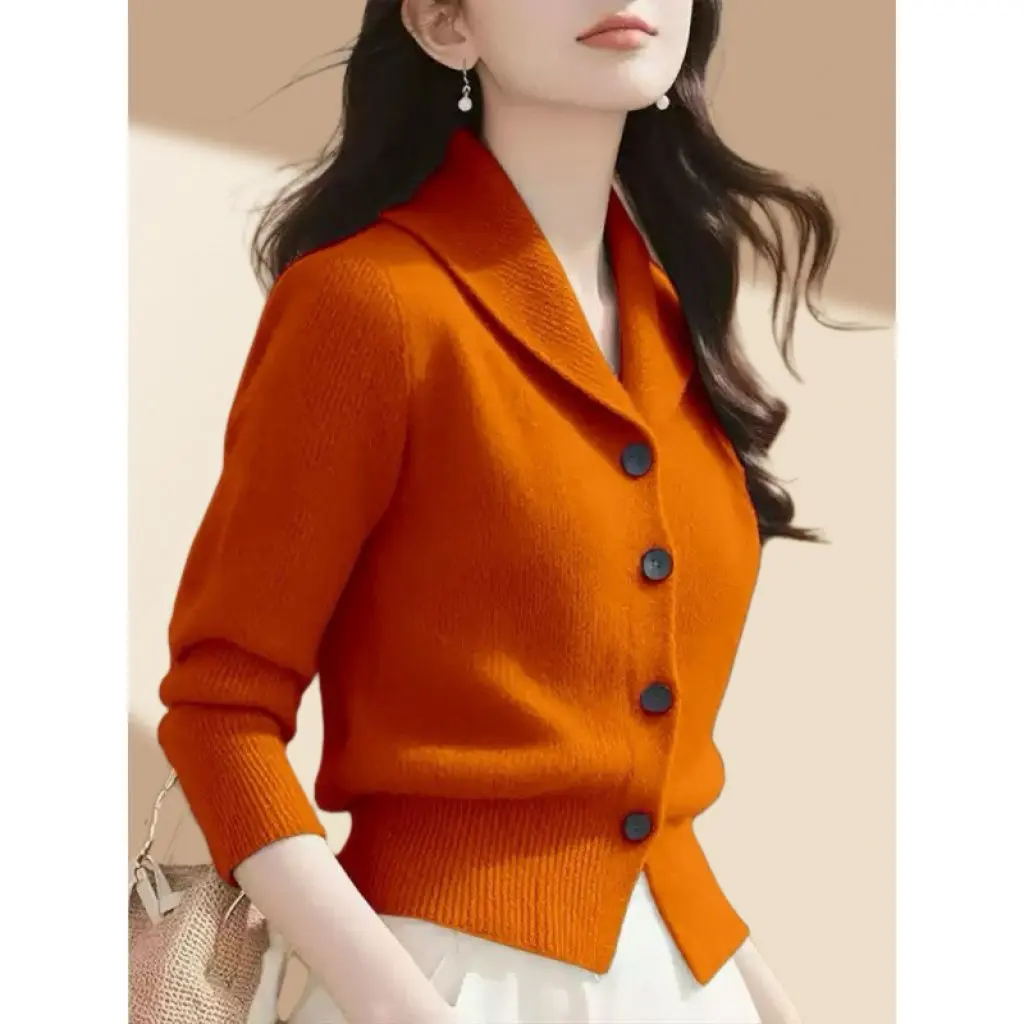 Fashionable High-End Knitted Red Long Sleeve Turn-down Collar Open Cardigan Top For Autumn Winter Celebration
Fashionable High-End Knitted Red Long Sleeve Turn-down Collar Open Cardigan Top For Autumn Winter Celebration