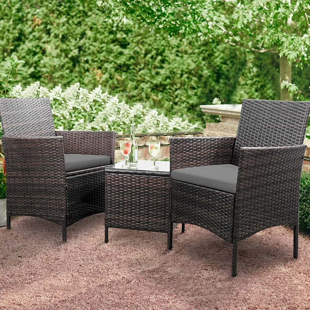 Garden Chairs, Three Pieces Outdoor Conversation Set Patio Set with Table(Gray)
Garden Chairs, Three Pieces Outdoor Conversation Set Patio Set with Table(Gray)