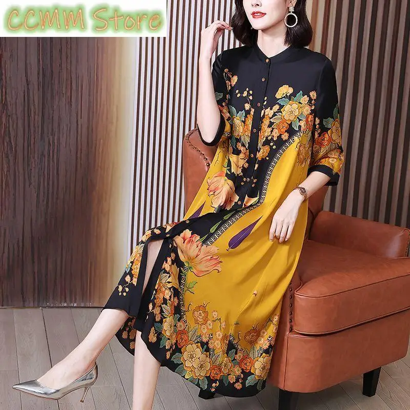 Elegant Vintage Floral Printed Midi Dress Spring Summer Stylish Single-breasted Women's Clothing Casual O-Neck Straight Dresses
Elegant Vintage Floral Printed Midi Dress Spring Summer Stylish Single-breasted Women's Clothing Casual O-Neck Straight Dresses