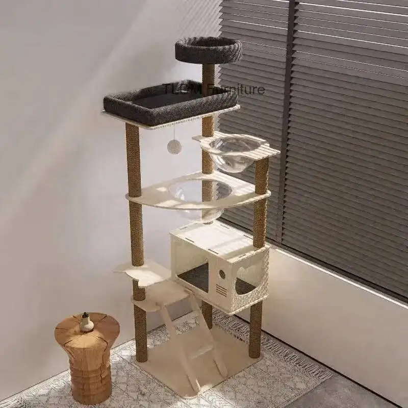Cat Tree House with Space Capsule Household Solid Wood Cat Creative Climbing Frame Light Luxury Cat Tower with Jumping Platform
Cat Tree House with Space Capsule Household Solid Wood Cat Creative Climbing Frame Light Luxury Cat Tower with Jumping Platform