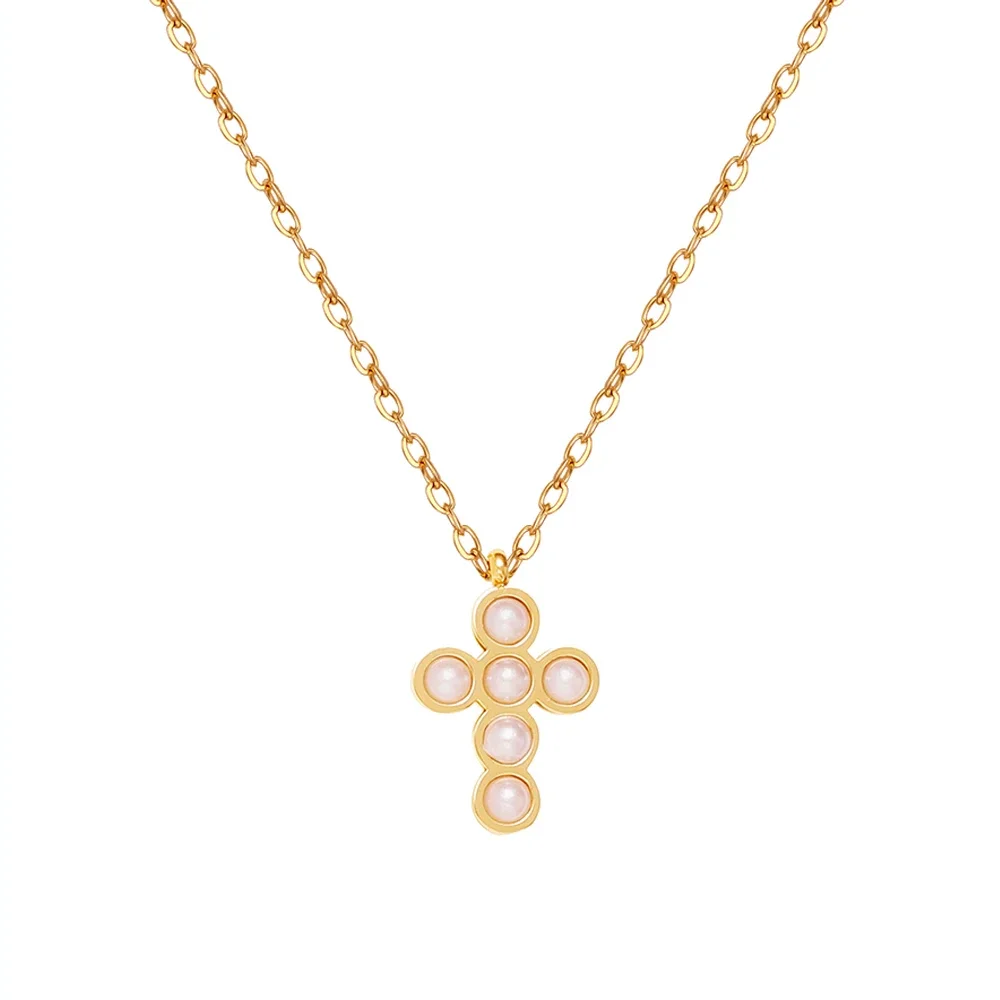 RHYSONG Women Cross Pearl Pendant Luxury Chain Collar Stainless Steel Golden Metal Necklace Jewelry Bijoux Femme Party Gift 2022
RHYSONG Women Cross Pearl Pendant Luxury Chain Collar Stainless Steel Golden Metal Necklace Jewelry Bijoux Femme Party Gift 2022