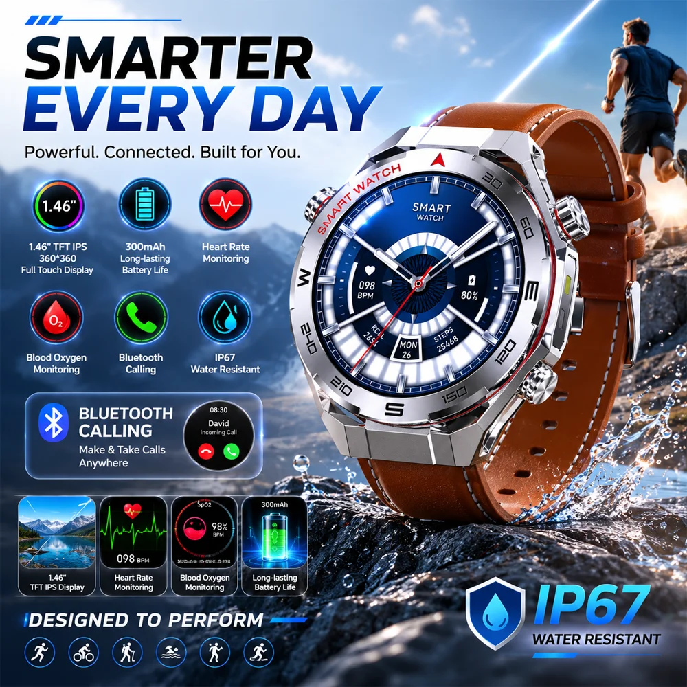2026 New Sports SmartWatch Bluetooth Call 1.46 Inch HD Display 300mAh Battery Multi Sport Mode Health Monitoring IP67 Waterproof
2026 New Sports SmartWatch Bluetooth Call 1.46 Inch HD Display 300mAh Battery Multi Sport Mode Health Monitoring IP67 Waterproof