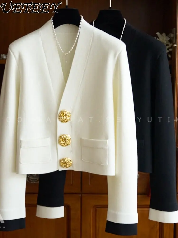 Новинка Весна 2026: Элегантный женский черно-белый однобортный кардиган-свитер с V-образным вырезом, модный универсальный вязаный кардиган с длинным рукавом
Новинка Весна 2026: Элегантный женский черно-белый однобортный кардиган-свитер с V-образным вырезом, модный универсальный вязаный кардиган с длинным рукавом