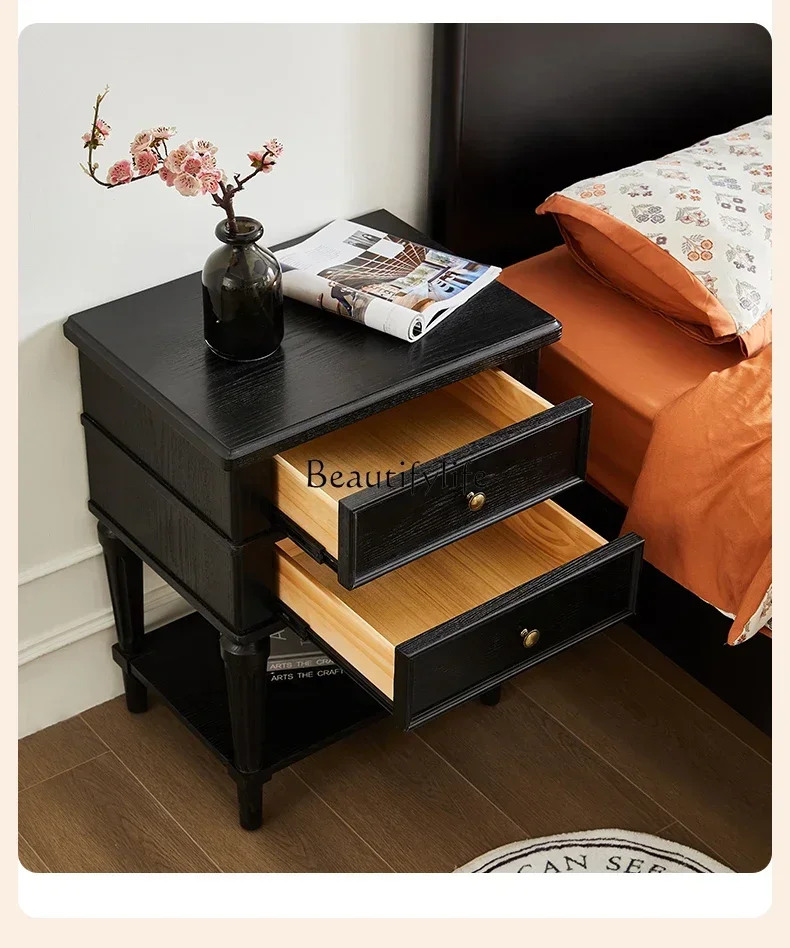 FG40French Black American Retro Solid Wood Bedside Storage Cabinet Storage Bedroom Chest of Drawers
FG40French Black American Retro Solid Wood Bedside Storage Cabinet Storage Bedroom Chest of Drawers
