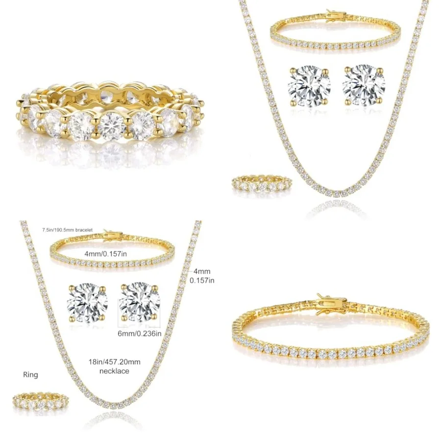 Gemsme 18K Gold Plated Tennis Necklace/Bracelet/Earrings/Band Ring Sets Hypoallergenic Jewelry Pack of 4
Gemsme 18K Gold Plated Tennis Necklace/Bracelet/Earrings/Band Ring Sets Hypoallergenic Jewelry Pack of 4
