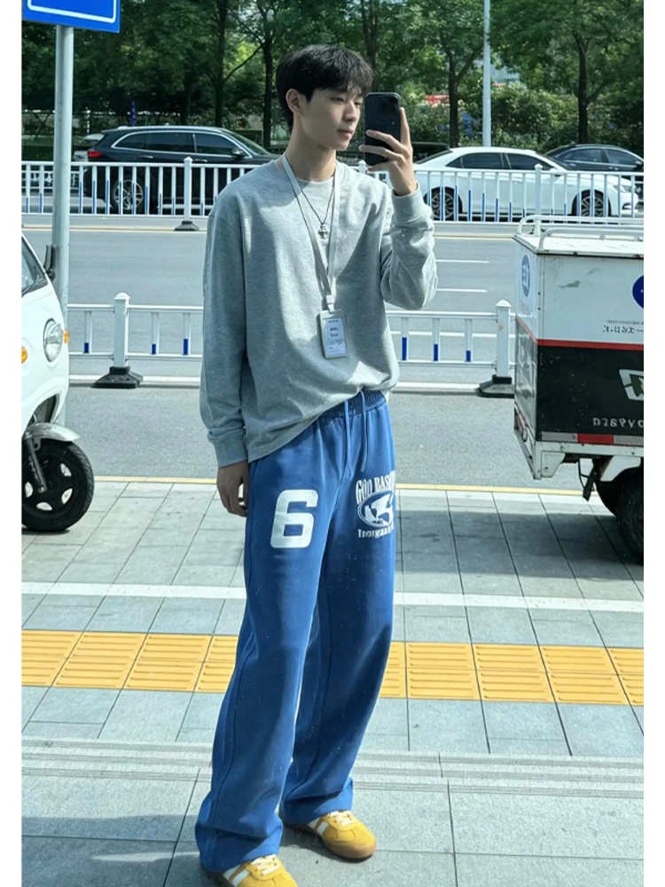 Cleanfit American Print Blue Men's Sweatpants Loose Straight Casual Sports Pants Spring Season Drapey Bent Knife Design
Cleanfit American Print Blue Men's Sweatpants Loose Straight Casual Sports Pants Spring Season Drapey Bent Knife Design