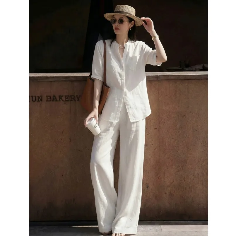 Korean Style plus Size Women's Summer New Shirt And Pants Two-Piece Set Casual Cotton Linen Top High Quality Commute Fashion
Korean Style plus Size Women's Summer New Shirt And Pants Two-Piece Set Casual Cotton Linen Top High Quality Commute Fashion