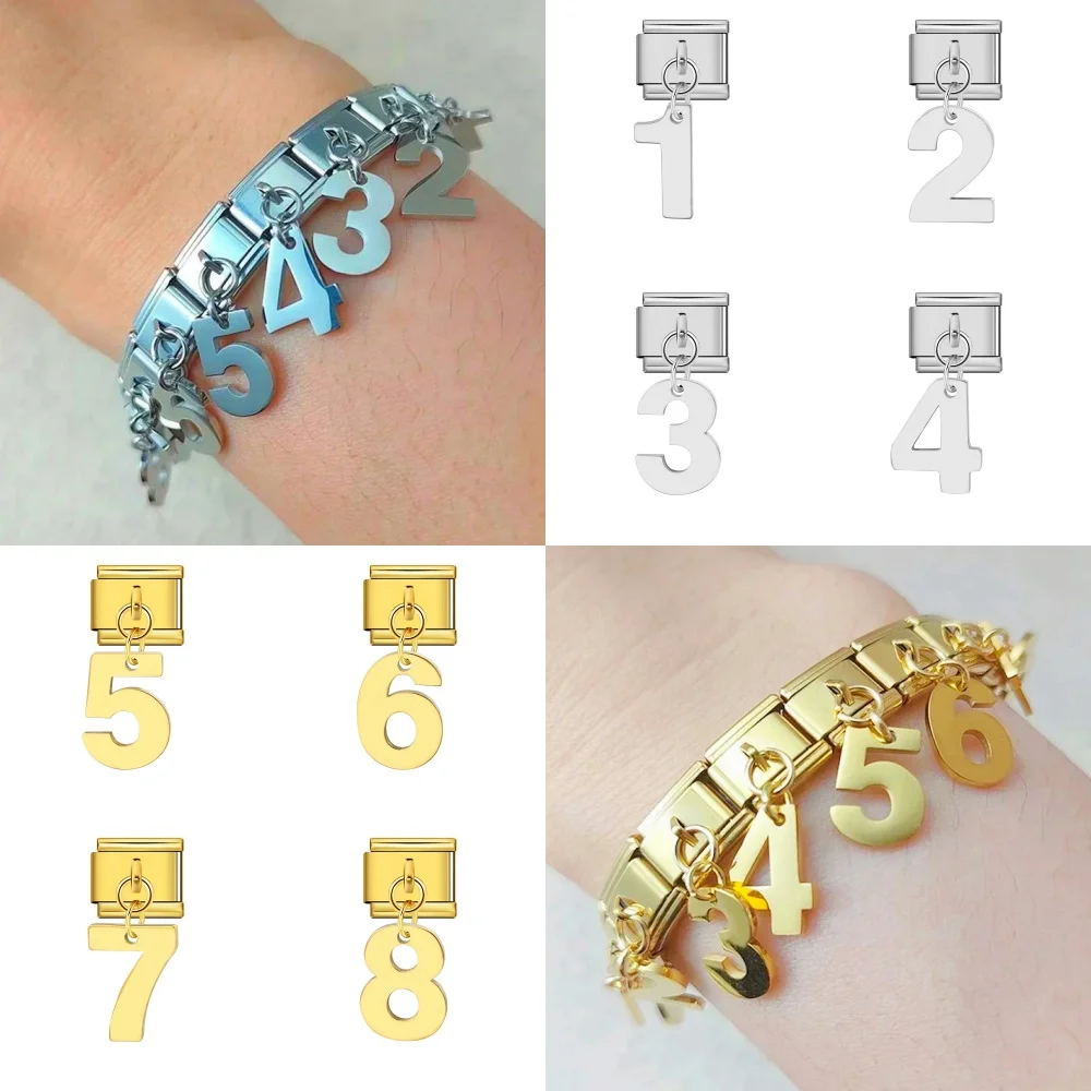 Simple Stylish Number Charm Italian Chain Bracelet Links Fit 9mm Stainless Steel Pendant Number Anniversary Making DIY Jewelry
Simple Stylish Number Charm Italian Chain Bracelet Links Fit 9mm Stainless Steel Pendant Number Anniversary Making DIY Jewelry