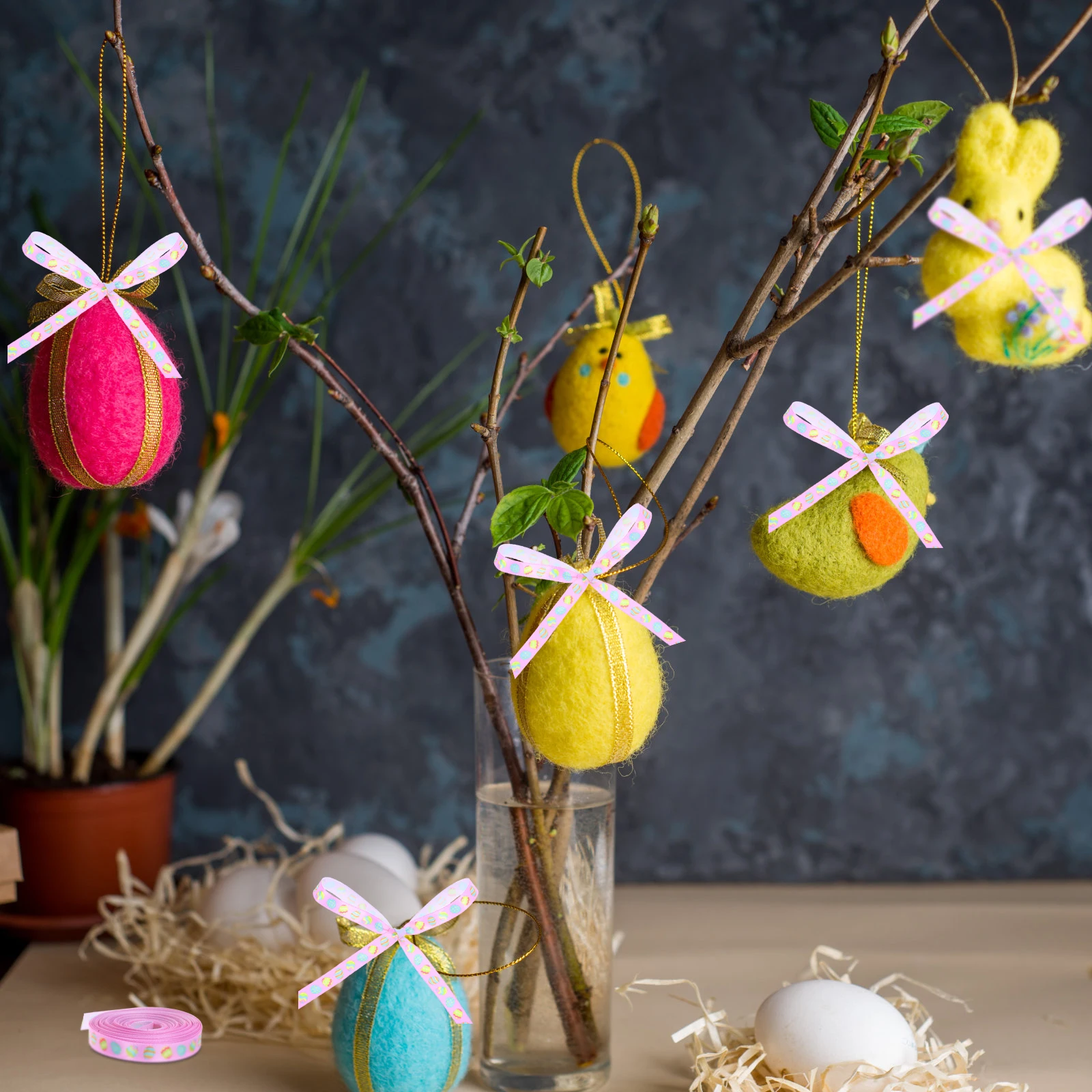 Easter Ribbon Craft Supplies Bunny Rabbit Egg Decorative Grosgrain Ribbons Spring Holiday DIY Decorations Wired Edge for Cards
Easter Ribbon Craft Supplies Bunny Rabbit Egg Decorative Grosgrain Ribbons Spring Holiday DIY Decorations Wired Edge for Cards