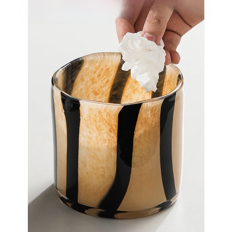 Striped Glass Desktop Trash Can Living Room Coffee Table Creative Storage Bucket Tabletop Decorations Home Dining Table
Striped Glass Desktop Trash Can Living Room Coffee Table Creative Storage Bucket Tabletop Decorations Home Dining Table