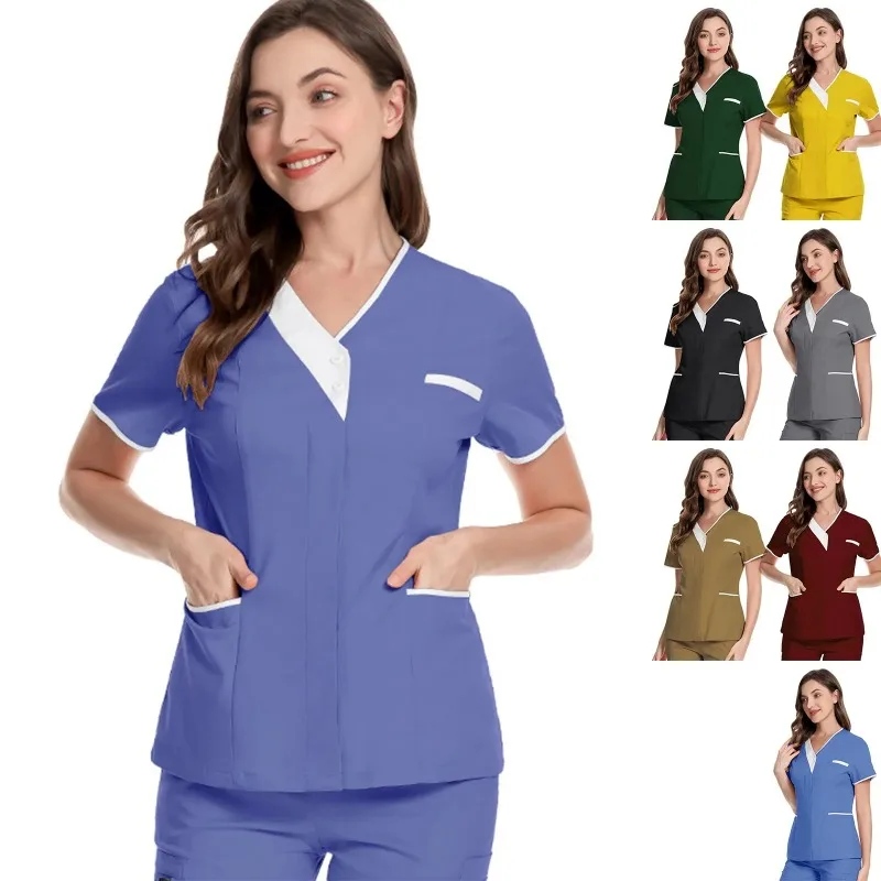 Women Scrubs Uniform Casual Short Sleeve V Neck Nursed Working T Shirts Top With Pocket Solid Color Blouse For Women Scrubs Tops
Women Scrubs Uniform Casual Short Sleeve V Neck Nursed Working T Shirts Top With Pocket Solid Color Blouse For Women Scrubs Tops