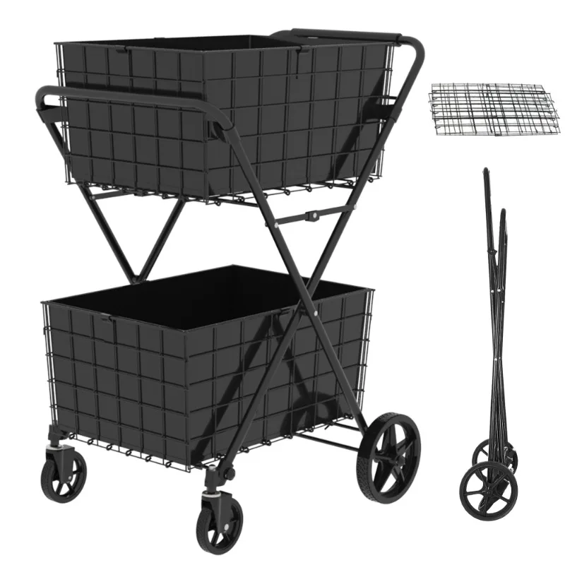 Extra Jumbo Shopping Cart,2 Layers Grocery Cart on Wheels, Foldable Utility Shopping Carts with Double Basket and 360° Rolling
Extra Jumbo Shopping Cart,2 Layers Grocery Cart on Wheels, Foldable Utility Shopping Carts with Double Basket and 360° Rolling