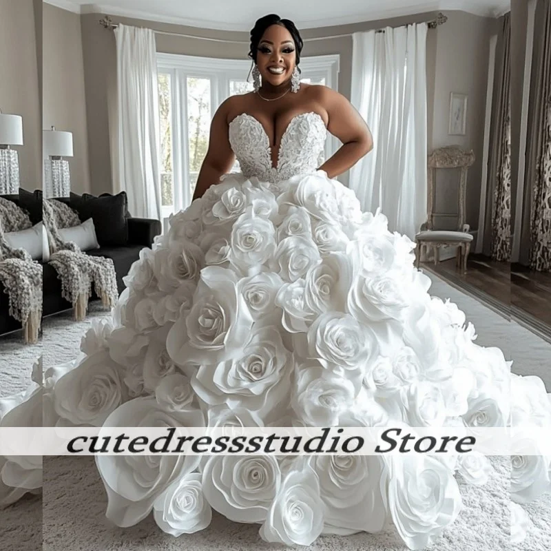 Elegant Sweetheart Wedding Dresses With Exquisite Handemade Flowers African Bridal Gowns Vestidos De Novia Females Customized
Elegant Sweetheart Wedding Dresses With Exquisite Handemade Flowers African Bridal Gowns Vestidos De Novia Females Customized