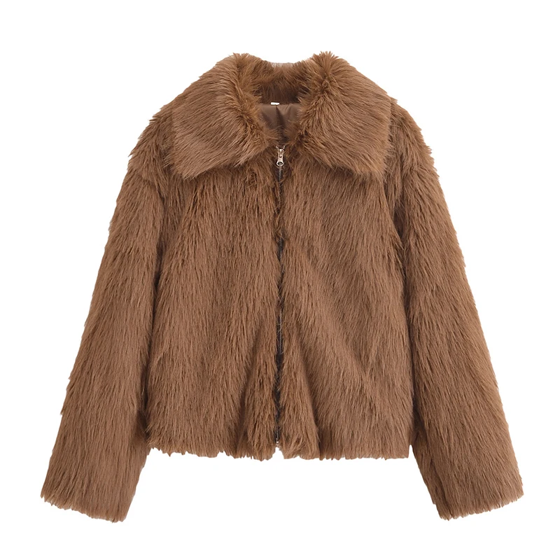 YENKYE Loose Comfortable Simple Lapel Collar Faux Fur Jacket For Women Front Zipper Long Sleeve Autumn Winter Warm Coat
YENKYE Loose Comfortable Simple Lapel Collar Faux Fur Jacket For Women Front Zipper Long Sleeve Autumn Winter Warm Coat
