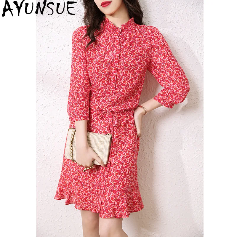 AYUNSUE 100% Mulberry Silk Dresses for Women French Style New Summer Dresses 2026 Red Dress Woman Clothes Платье Женское
AYUNSUE 100% Mulberry Silk Dresses for Women French Style New Summer Dresses 2026 Red Dress Woman Clothes Платье Женское