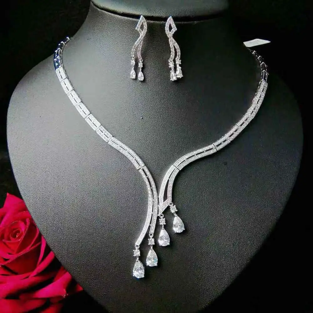 New Water Drop Bridal Jewelry Set Multi-color Cubic Zirconia Fashion Nigerian Jewelry Accessory Sets for Women N-1301
New Water Drop Bridal Jewelry Set Multi-color Cubic Zirconia Fashion Nigerian Jewelry Accessory Sets for Women N-1301