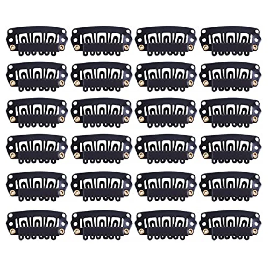 Hair extension application: metal clips with rubber coating, silver color, 6-teeth U-shape snap design for secure hold and gent
Hair extension application: metal clips with rubber coating, silver color, 6-teeth U-shape snap design for secure hold and gent
