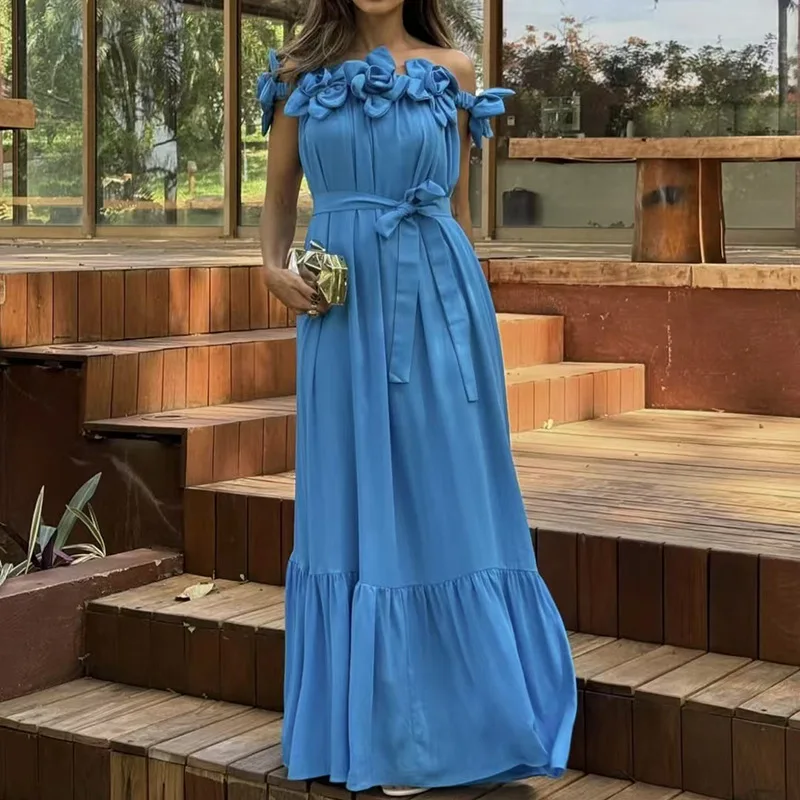 Temperament high-end long dress light luxury dress three-dimensional flower belt waist thin dress fashionable simple luxury eleg
Temperament high-end long dress light luxury dress three-dimensional flower belt waist thin dress fashionable simple luxury eleg
