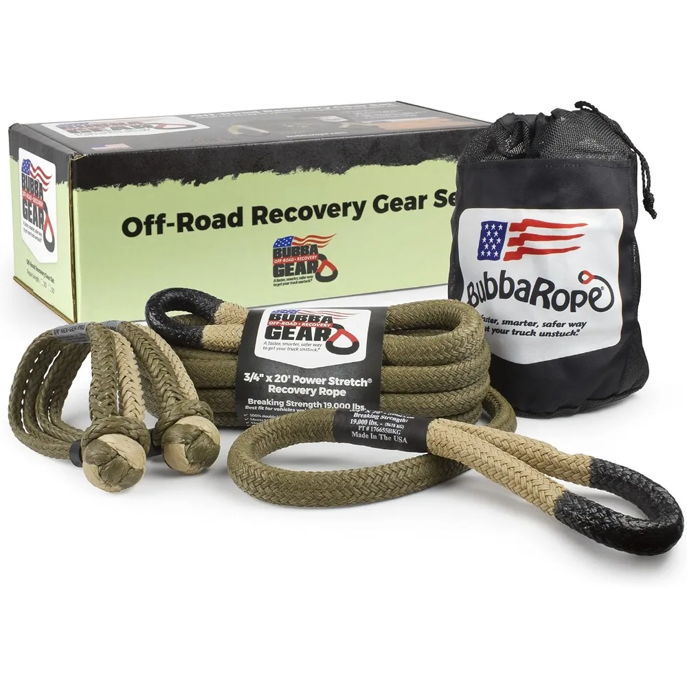 Heavy-Duty Off-Road Vehicle Tow Recovery Gear Set Renegade Power Stretch Recovery Rope, 3/4” x 20’ & NexGen PRO Gator-Jaw Synth
Heavy-Duty Off-Road Vehicle Tow Recovery Gear Set Renegade Power Stretch Recovery Rope, 3/4” x 20’ & NexGen PRO Gator-Jaw Synth