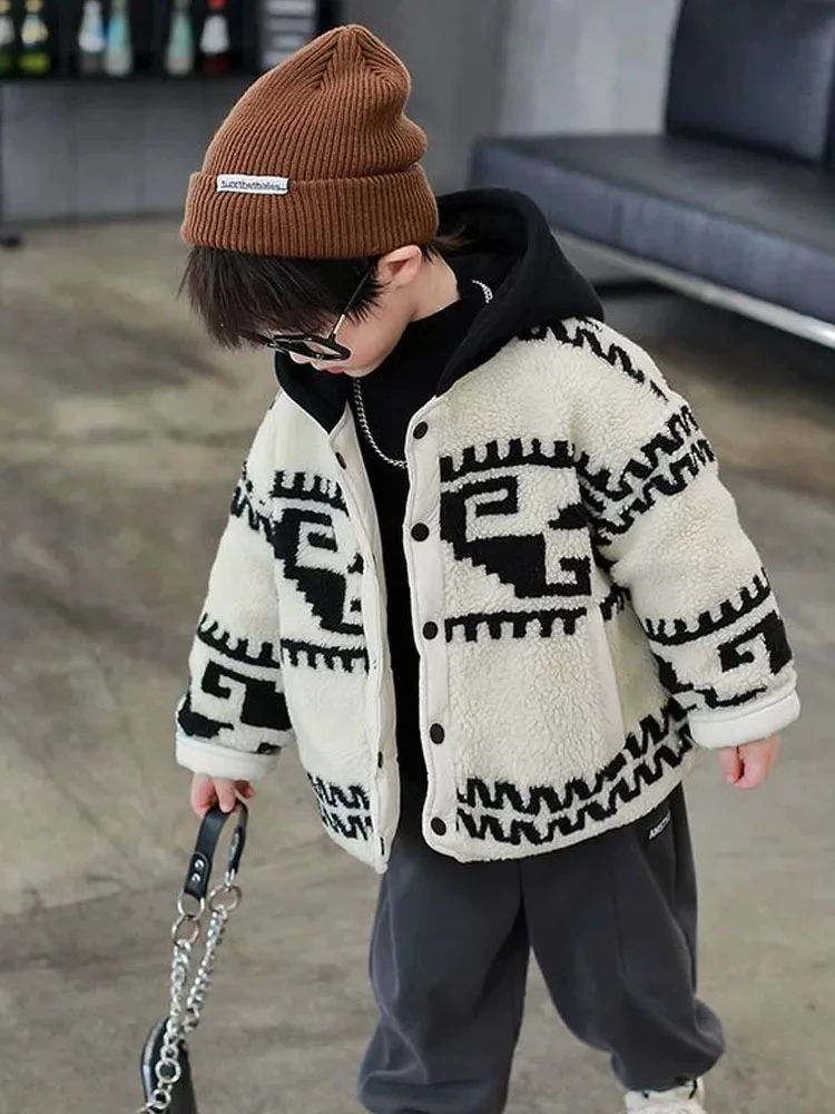 Children's Clothing, Boys' Winter Double-sided Woolen Sweater Children's Coat Outerwear Baby Down Jacket
Children's Clothing, Boys' Winter Double-sided Woolen Sweater Children's Coat Outerwear Baby Down Jacket