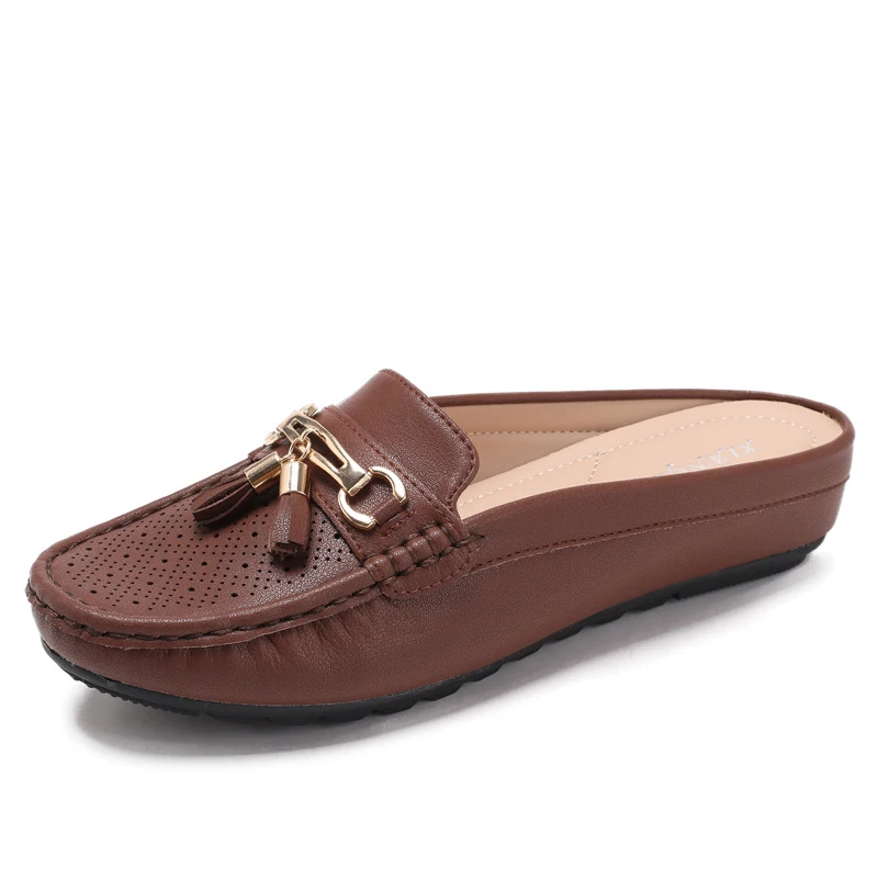 Single-strap half-strap closed-toe slip-on mules for women, new style with tassels, casual wedge heel loafers for women
Single-strap half-strap closed-toe slip-on mules for women, new style with tassels, casual wedge heel loafers for women