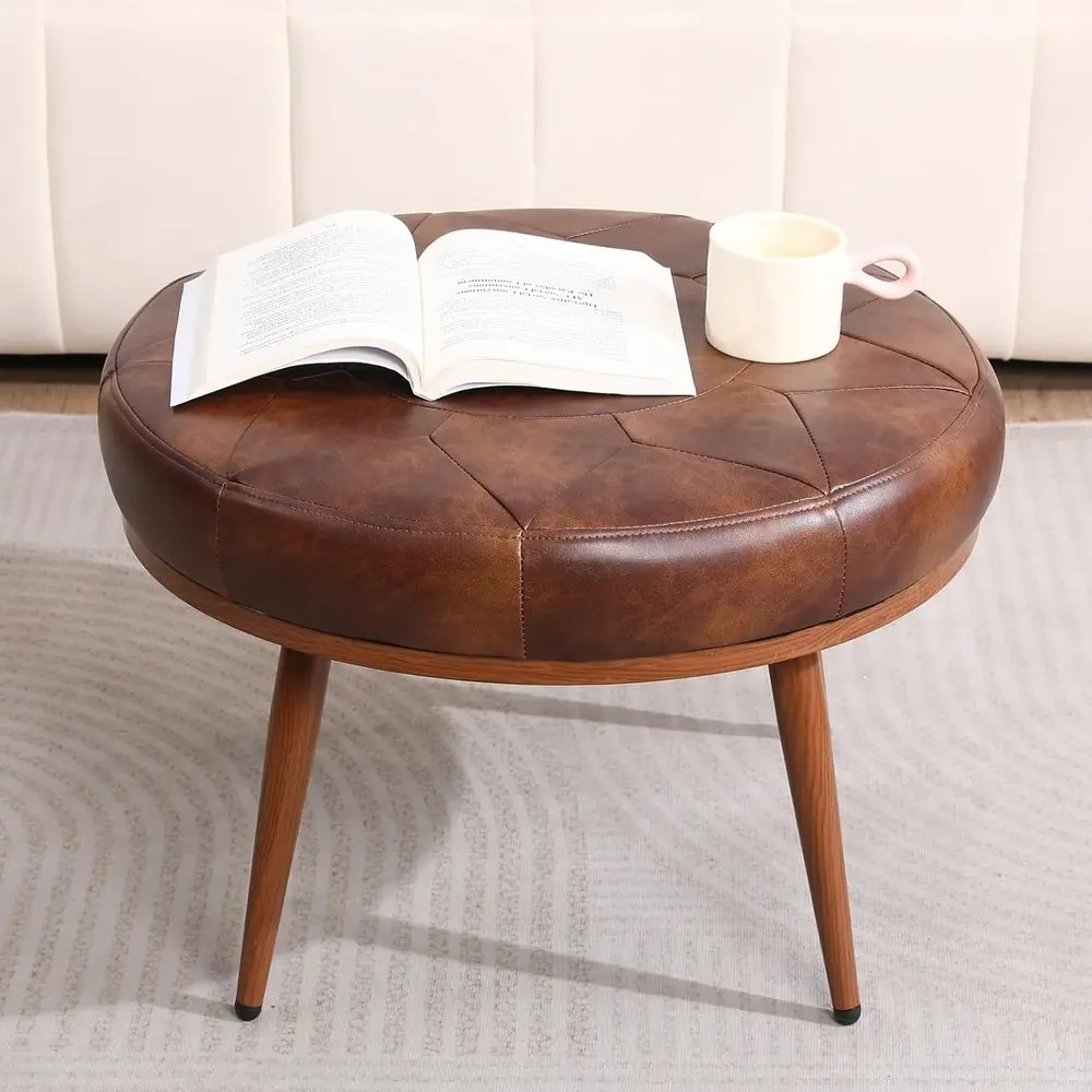 24-inch Leather Cushioned Ottoman with Storage, Suitable for Living Room or Bedroom, Brown
24-inch Leather Cushioned Ottoman with Storage, Suitable for Living Room or Bedroom, Brown