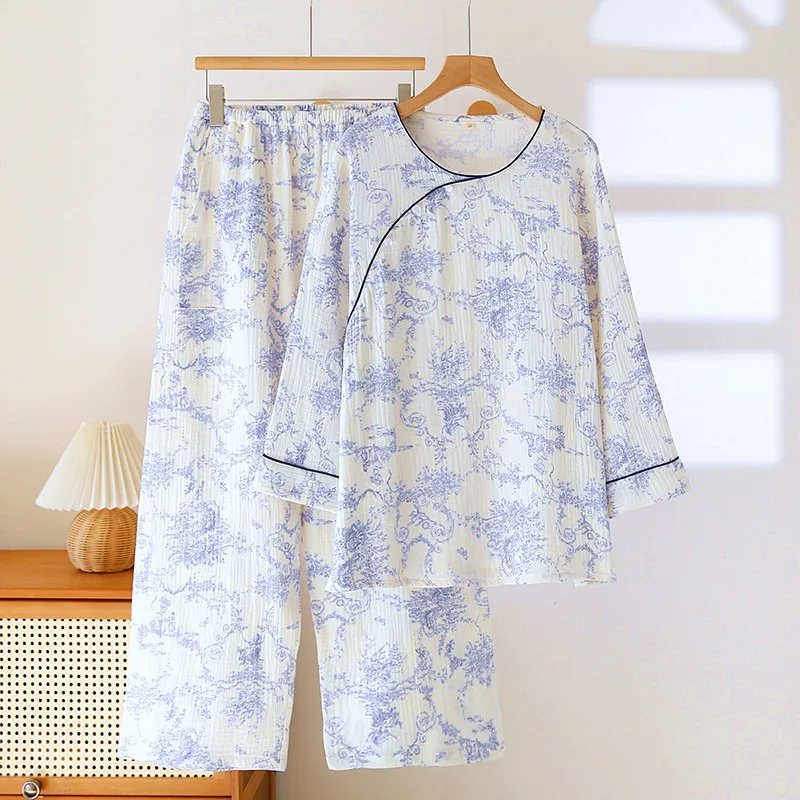 Casual Vintage Pajamas For Women Sleepwear Pijama Printing Long Sleeve Top Trousers Sets New Spring Autumn Home Clothing
Casual Vintage Pajamas For Women Sleepwear Pijama Printing Long Sleeve Top Trousers Sets New Spring Autumn Home Clothing