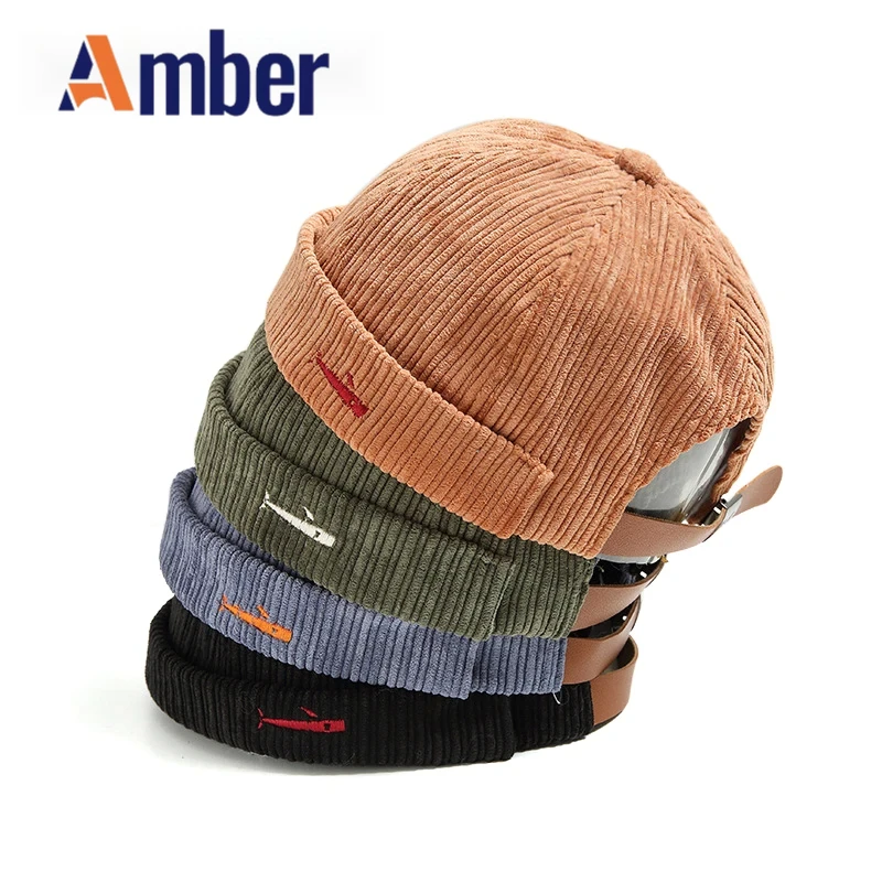 Amber Brimless Docker Hat Embroidery Fish Corduroy Dome Hats Adjustable Streetwear Solid Color Retro Warm Winter Spring Autumn
Amber Brimless Docker Hat Embroidery Fish Corduroy Dome Hats Adjustable Streetwear Solid Color Retro Warm Winter Spring Autumn