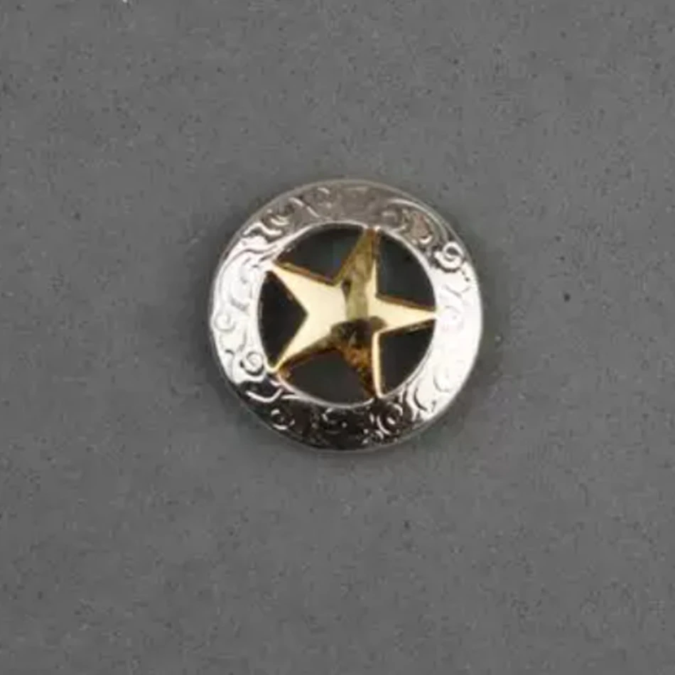 DIY leather craft hardware accessories, antique silver + gold accents, Texas five-pointed star decorative buckle, 30mm (2 pieces
DIY leather craft hardware accessories, antique silver + gold accents, Texas five-pointed star decorative buckle, 30mm (2 pieces