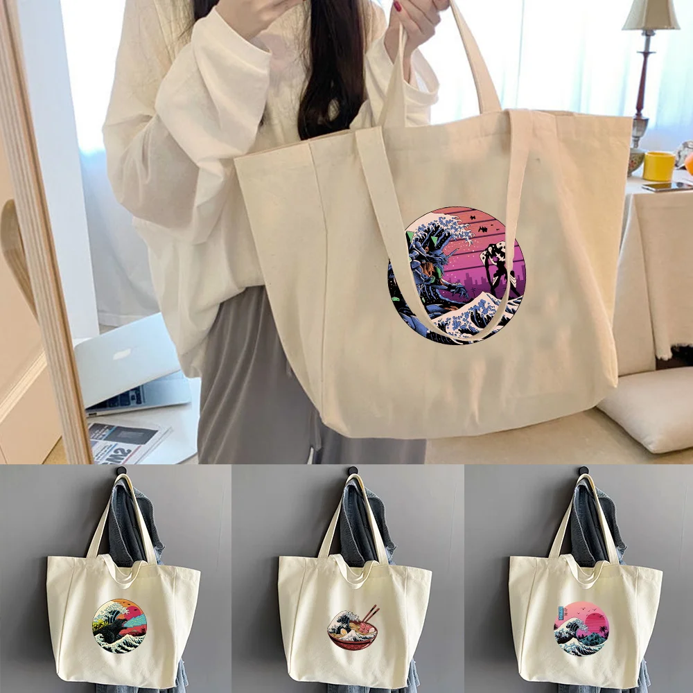 Harajuku Casual Wild Women Wave Pattern Tote Handbags Shopping Storage Bags Canvas Shoulder Bag Packet Organizer Korean System
Harajuku Casual Wild Women Wave Pattern Tote Handbags Shopping Storage Bags Canvas Shoulder Bag Packet Organizer Korean System