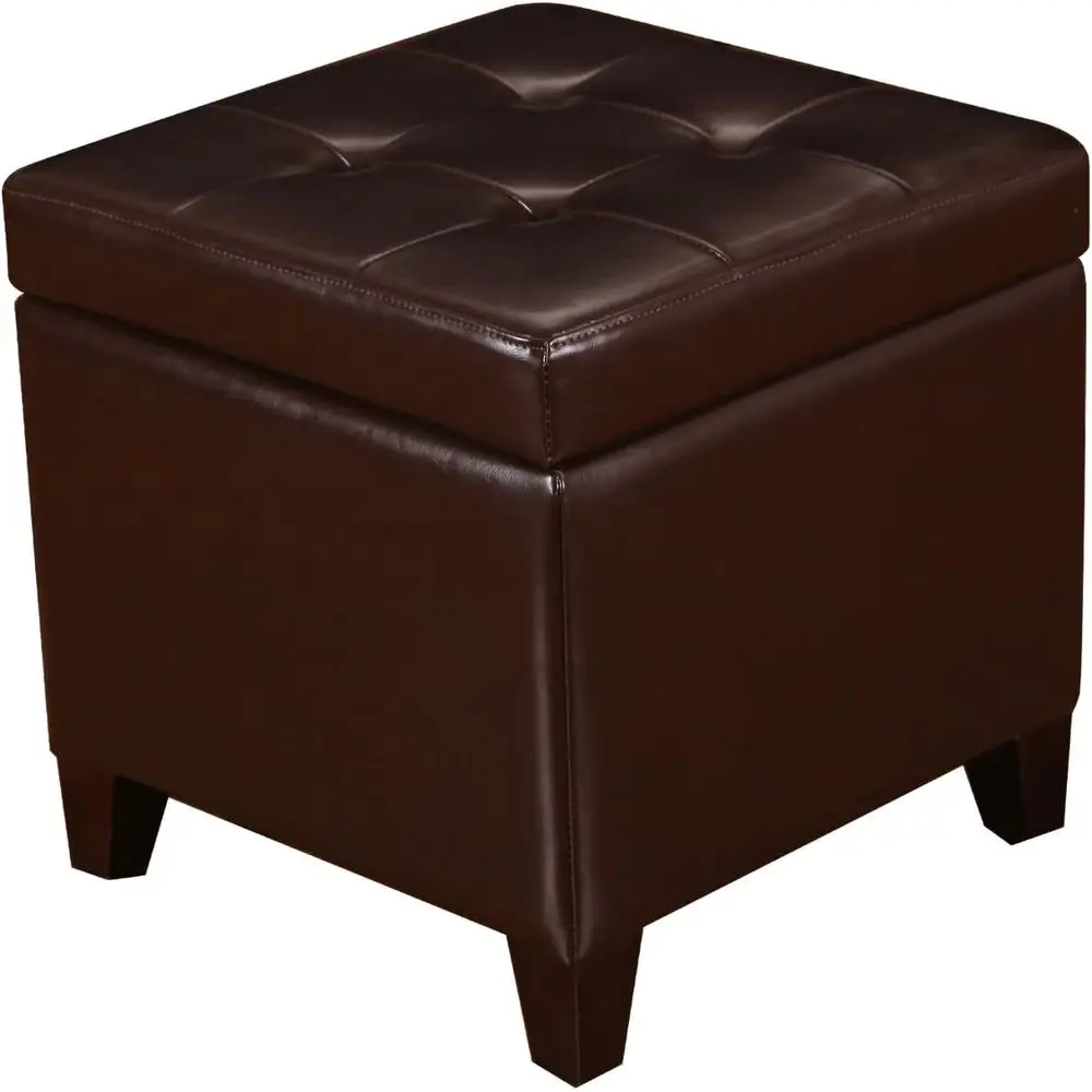Tuted Leather Square Storage Ottoman, Lit Top Cube ootstool with Hinged Lid ootrest with Wood Legs (Brown)
Tuted Leather Square Storage Ottoman, Lit Top Cube ootstool with Hinged Lid ootrest with Wood Legs (Brown)