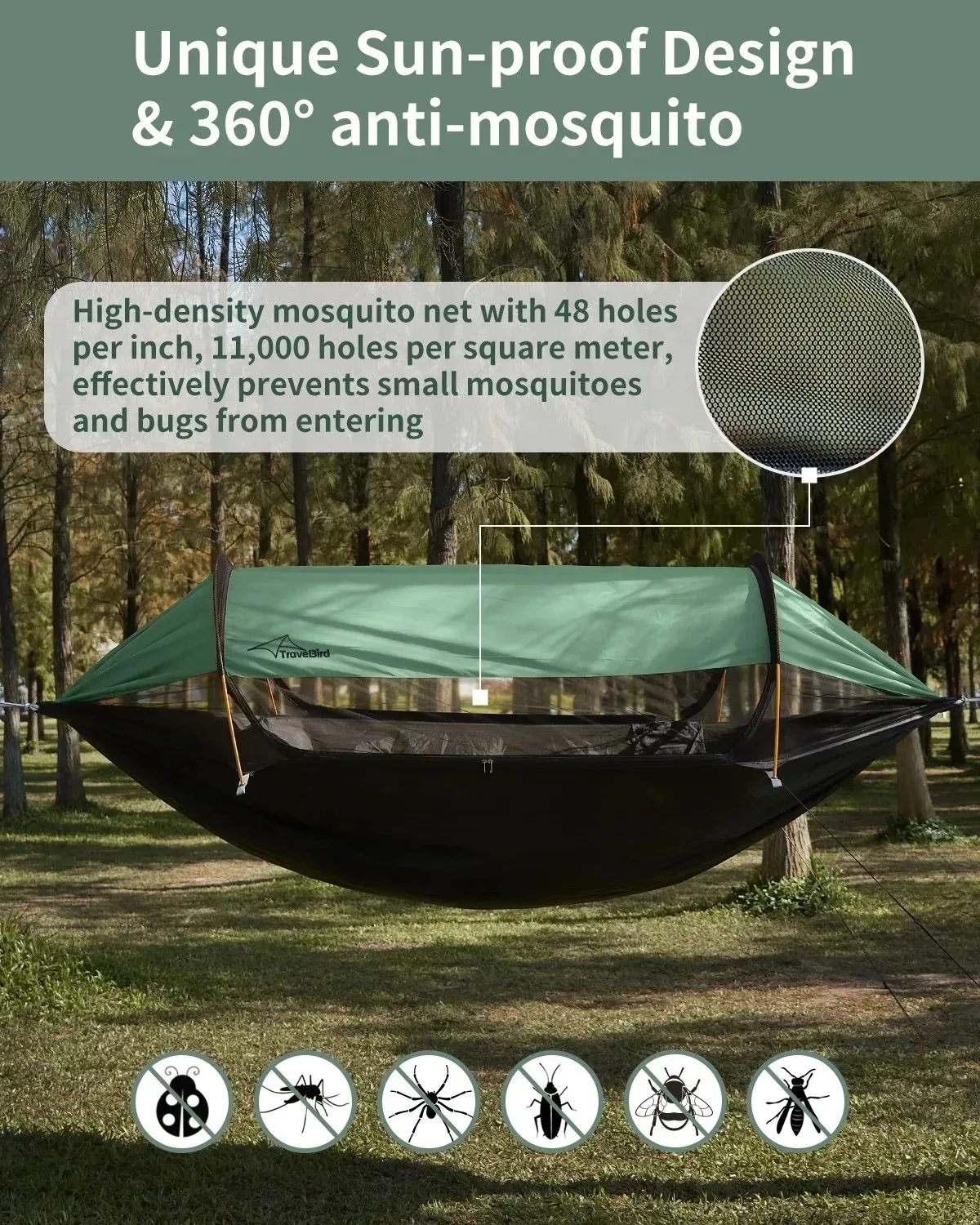 Outdoor Anti-Rollover Sunshade Mosquito-Proof Hammock for Single or Double, Camping Hammock with Mosquito Net
Outdoor Anti-Rollover Sunshade Mosquito-Proof Hammock for Single or Double, Camping Hammock with Mosquito Net
