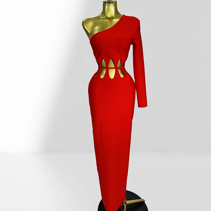 STOCK Stylish One Shoulder Sexy Hollow Out Red Bandage Long Dress Fashion Woman Birthday Party Dress Holiday Vocation Vestido
STOCK Stylish One Shoulder Sexy Hollow Out Red Bandage Long Dress Fashion Woman Birthday Party Dress Holiday Vocation Vestido