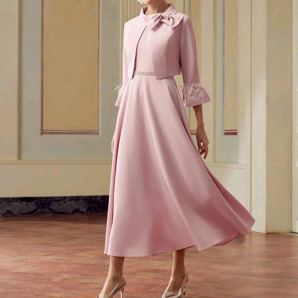Customized A-line Evening Dresses Tea-length O-neck Three Quarter Sleeve Prom Gown Fashion Bow Beading Tassel Casual Party Gown
Customized A-line Evening Dresses Tea-length O-neck Three Quarter Sleeve Prom Gown Fashion Bow Beading Tassel Casual Party Gown
