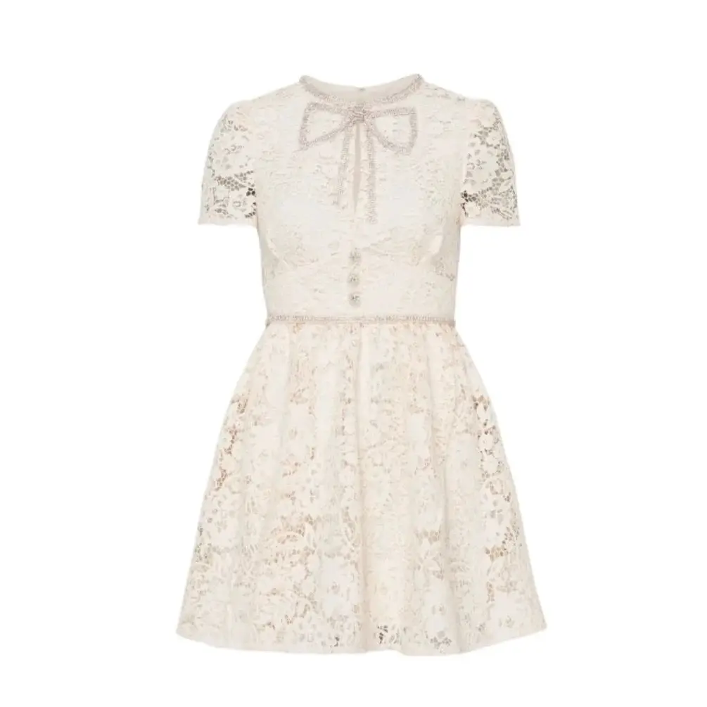 Retro Style Short Dress Ivory White Handmade Diamond Butterfly Lace Crew Neck Dresses
Retro Style Short Dress Ivory White Handmade Diamond Butterfly Lace Crew Neck Dresses