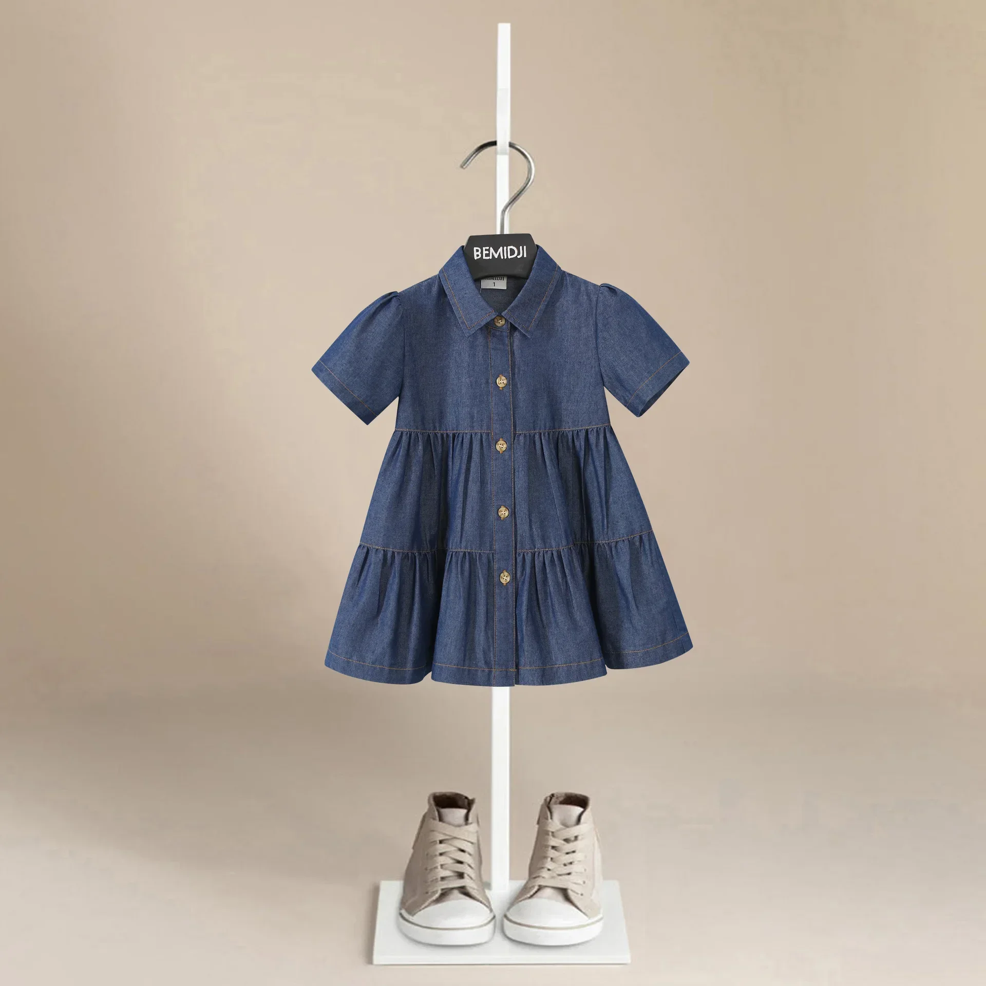 Summer Children's Clothing Girls Denim Dresses Solid Colors Kids Short Sleeve Dresses O-Neck Kids Girl Casual Wrinkles Dress
Summer Children's Clothing Girls Denim Dresses Solid Colors Kids Short Sleeve Dresses O-Neck Kids Girl Casual Wrinkles Dress