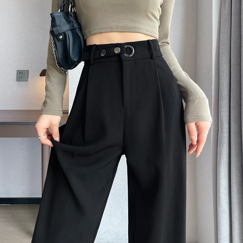 Fashion High Waist Women Black Suit Pants Spring Autumn Solid Color Wide Leg Straight Pants Ladies Trousers
Fashion High Waist Women Black Suit Pants Spring Autumn Solid Color Wide Leg Straight Pants Ladies Trousers