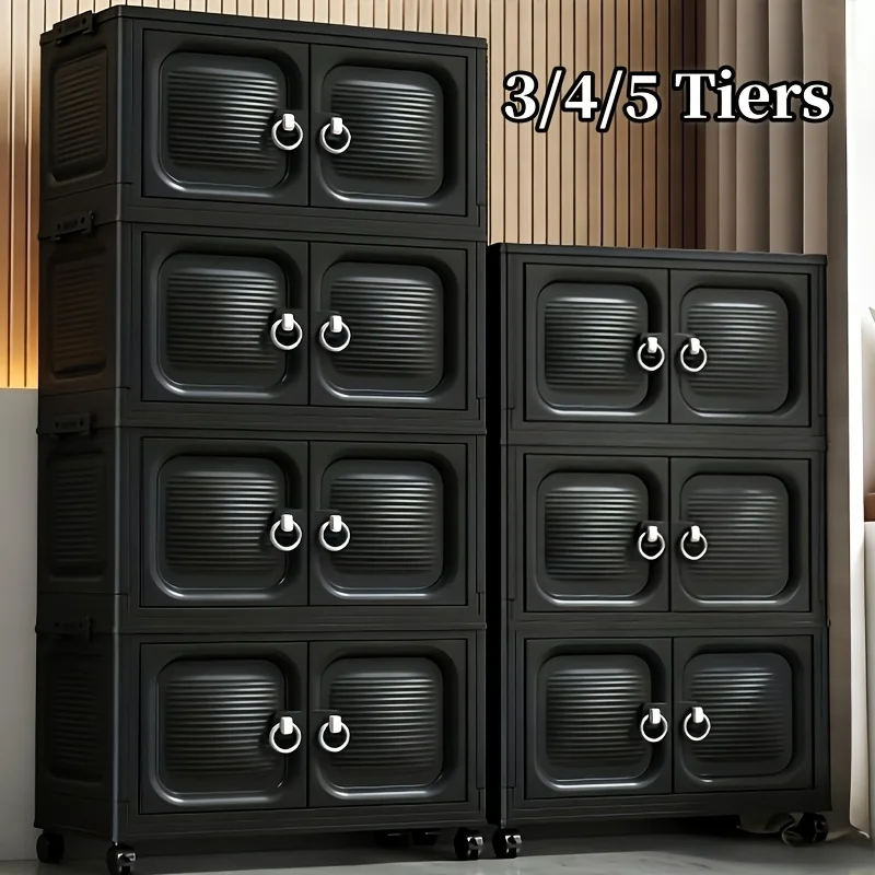 47CM/18.5" Foldable Storage Cabinet with Lid, 3/4/5 Layers Stackable Plastic Storage Box with Wheels, Convenient Home Wardrobe O
47CM/18.5" Foldable Storage Cabinet with Lid, 3/4/5 Layers Stackable Plastic Storage Box with Wheels, Convenient Home Wardrobe O