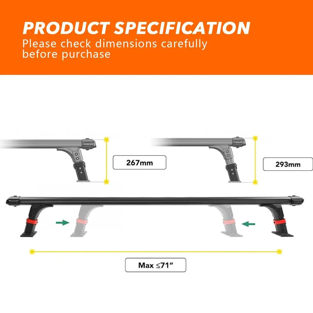 HeavyDuty Universal Truck Bed Rack for Tonneau Cover with TSlot Rail, Cross Bars for Kayaks Bike Rack Rooftop Tent CamperShells
HeavyDuty Universal Truck Bed Rack for Tonneau Cover with TSlot Rail, Cross Bars for Kayaks Bike Rack Rooftop Tent CamperShells