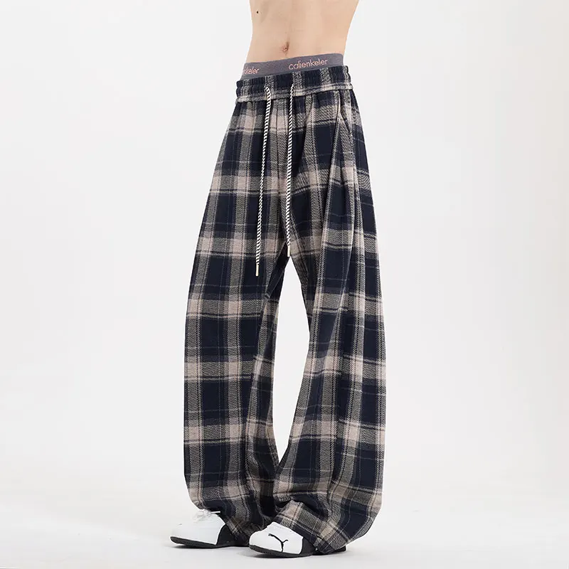 Men Plaid Pants Streetwear Wide Leg Elastic Waist Loose Sports Pants Trousers Checkered Trousers
Men Plaid Pants Streetwear Wide Leg Elastic Waist Loose Sports Pants Trousers Checkered Trousers